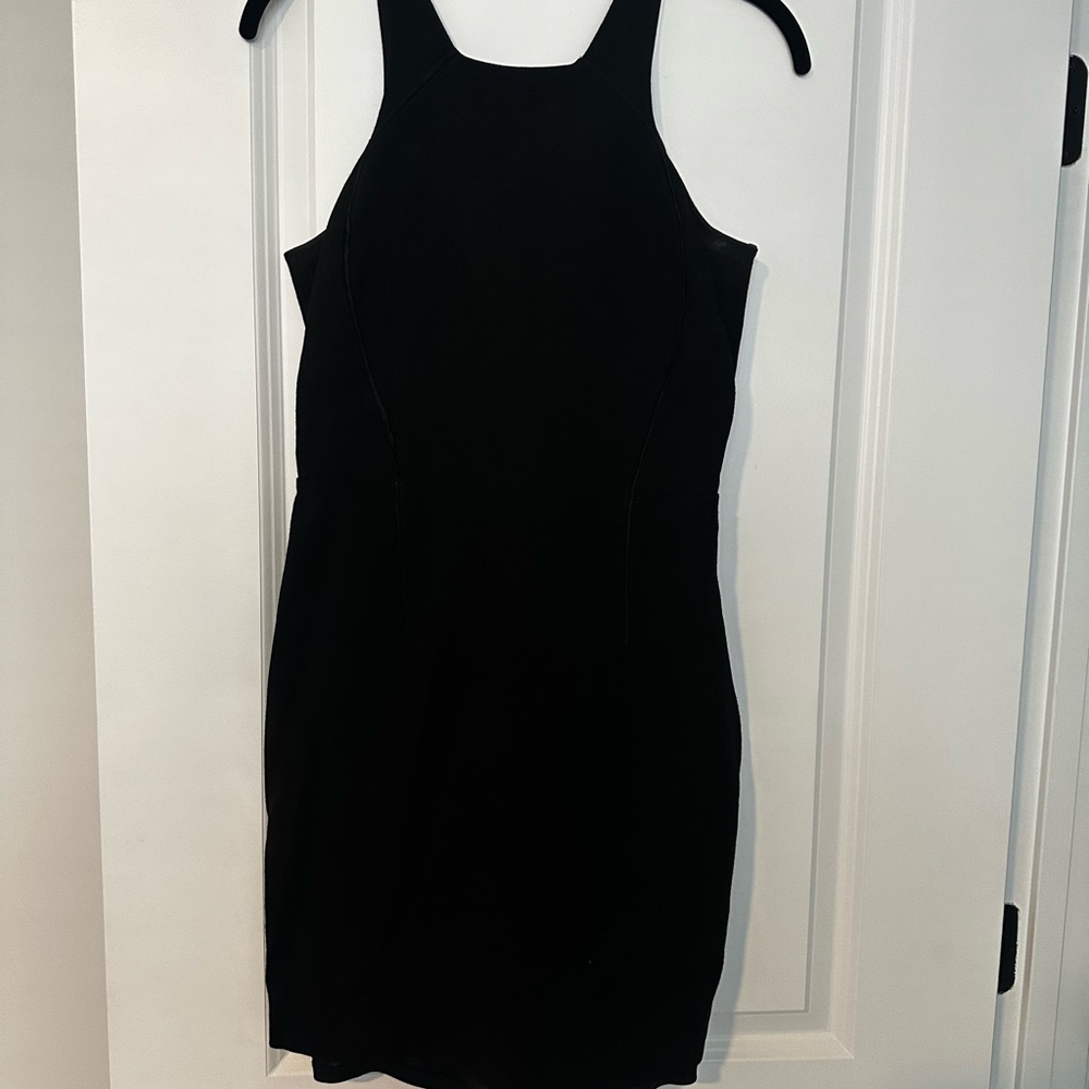 Reiss Black Sheath Halter Mini Dress